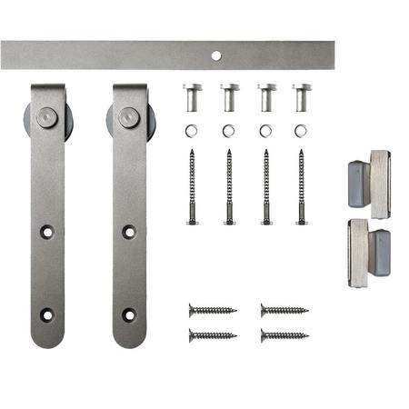 QUIET GLIDE Soft Close 60" Satin Nickel Hook Mini Single Barn Door Hardware NT.1310.01.SN-60-SC